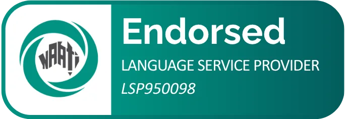 NAATI Endorsed Language Service Provider logo – Interlingual, LSP950098